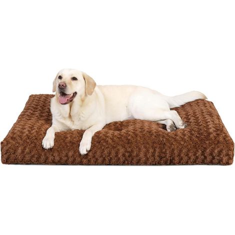 Hundebett Hundematte waschbar rutschfest Braun L 90 x B 60 x H 8 cm (1/5)