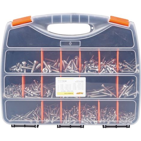 Vis bois aggloméré - Fixpro - Tête fraisée pozidriv - Acier zingué - Coffret de 1100 pièces (1/3)