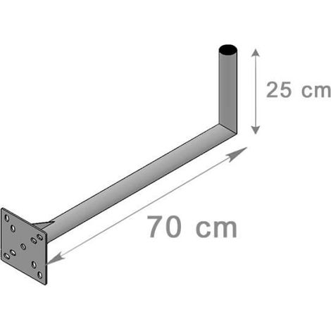 Fixation Murale - HD LINE - Déport 70cm x 25cm - Support de mât - Diamètre 42mm - Distance 700mm