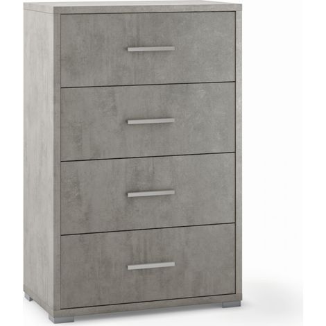 Cajonera de oficina con cuatro cajones Beton Cemento 51x41x h110 cm