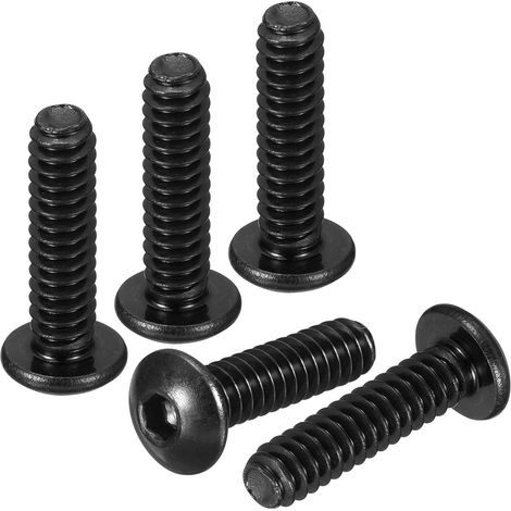 6-32x1/2" Vis À Tête Bombée À Empreinte Hexagonale - 40Pièces - Compatible Pour Vélos De Route, VTT, Auto, Moto - Acier Inoxydable 304 Noir Oxyde (1/5)