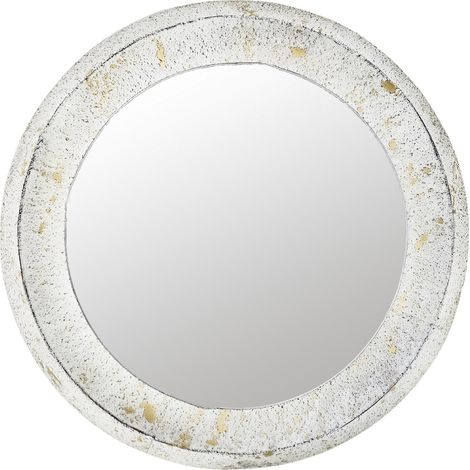 Miroir mural rond métal blanc effet jaspe or élégant - blanc jaspe or (1/3)