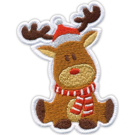 Écusson Petit renne de Noël - Thermocollant / Adhésif à chaud - Écusson brodé