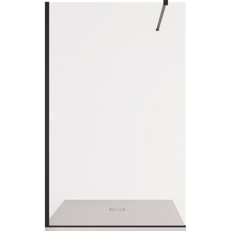 Parete Doccia Walk-In 140 cm Profili Neri e Cristallo Trasparente 8mm H195 Bonussi Nara