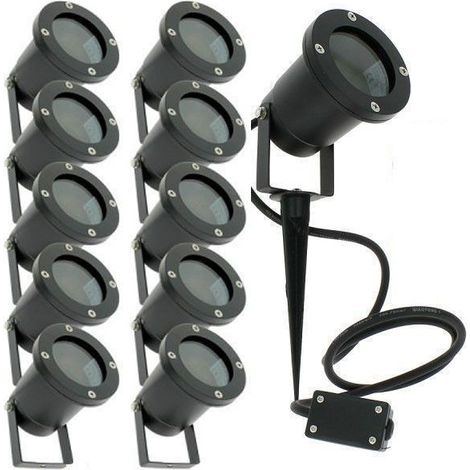 Juego de 10 focos de estaca para exteriores para iluminación de jardín LED GU10