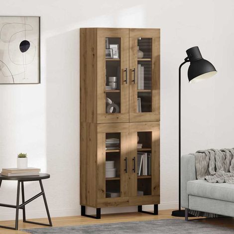 Highboard 2 pcs Artisan-Eiche Engineered Wood und Glas