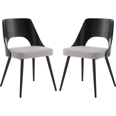 Set di 2 Sedie da Pranzo Moderne Sedie da Cucina in Tessuto di Lino con Gambe in Metallo Sedie da Salotto Imbottite per Soggiorno,Grigio (1/5)