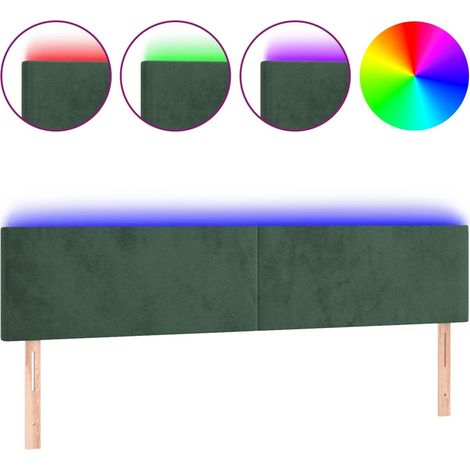 Tête de lit,Panneau décoratif à LED Vert foncé 180x5x78/88 cm Velours CFW5608617 (1/5)