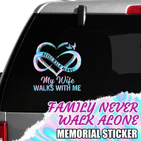 3 Aufkleber „Never Walk Alone“ für die ganze Familie – für Auto, Koffer, Laptop, Kühlschrank, Motorrad, Skateboard (1/4)
