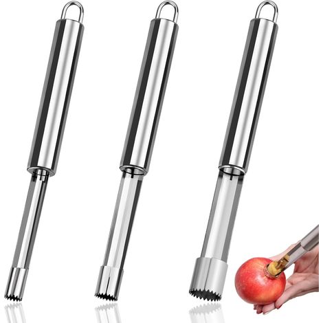 3-teiliges Apfelentkerner-Set aus Edelstahl – Entfernt Kerne aus Äpfeln und Birnen – 3 Größen (2, 1,4, 1 cm) – Mit Aufhängeöse – Küchenutensil (1/5)