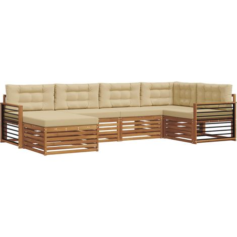 Outdoor Sofa Set 6 pcs Natural and Beige vidaXL (1/5)