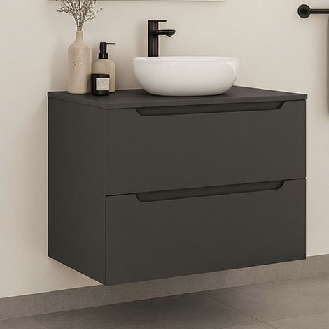 Kibath Mueble de baño con Lavabo VICTORIA 60x45 cm acabado Grafito mate 2 cajones suspendido (1/5)