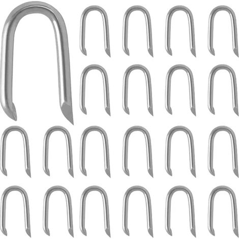 ZHIJIA PREMIUM lot 200 clous en U double pointe métalliques - fixation grillage clôture pelouse bricolage extérieur (1/4)