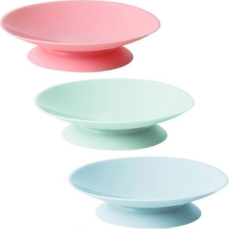 Set mit 3 doppelseitigen, tragbaren Saugnäpfen für Teller und Besteck, Saugnäpfe für Teller für Senioren – 9,50 x 9,50 x 3,00 cm – verschiedene Farben (1/4)