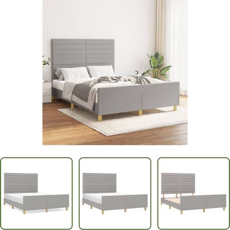 Kopfteil - Bettgestell ohne Matratze Hellgrau 140x190 cm Stoff (1/5)