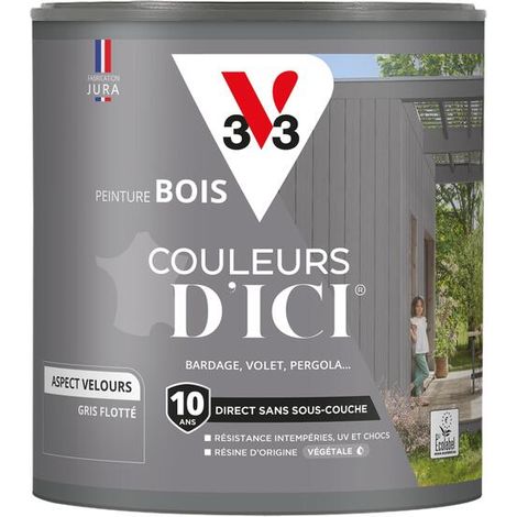 Peinture bois extérieur Couleurs d'Ici® V33 Gris flotté Velours 0,5L