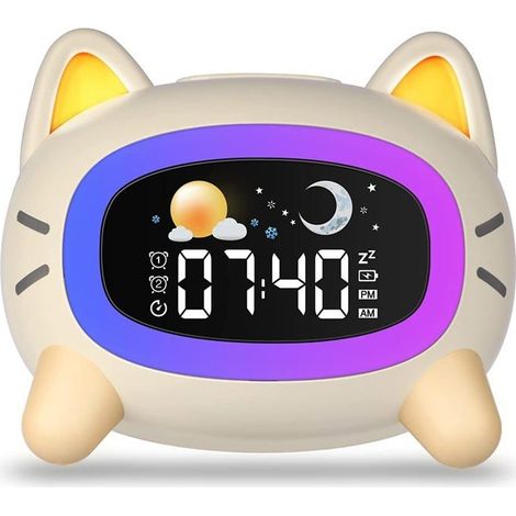 UPLAYTECK Digitaler Wecker – Katzenwecker – 5 Lichter – 7 Töne – Dualer Alarm (1/5)