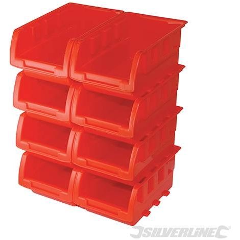 SET CASSETTE IMPILABILI 8 PZ CASSETTA PORTA UTENSILI MINUTERIA 165x105x75mm SIL