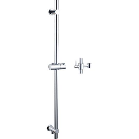 Fortifura Calvi Barre de douche - 90cm - avec coude d'alimentation mural intégré - Chrome