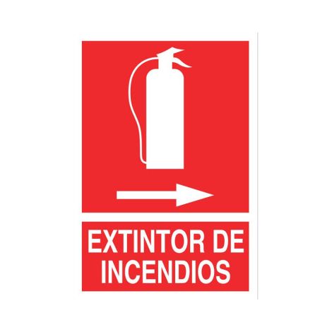 Señal luminiscente de socorro 210x148mm extintor dirección derecha