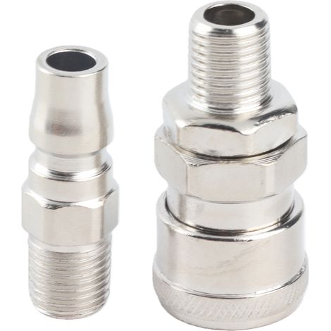 Schnellverschluss-Luftanschluss, vernickelter Edelstahl, selbstsichernder pneumatischer Schlauchanschluss (1/4"-Außengewinde (SM+PM20)) (1/5)