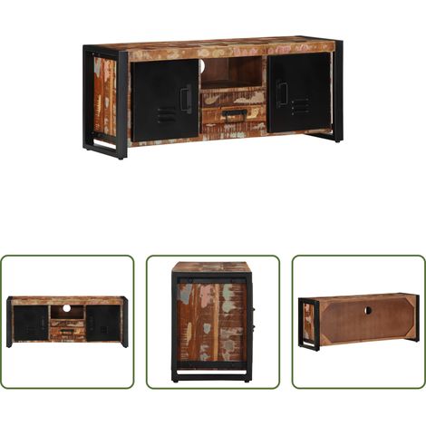 vidaXL Meuble tv industriel - Meuble TV 100x30x40 cm Bois de récupération solide (1/5)