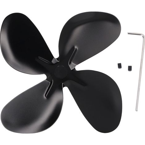 Pale de ventilateur de poêle en alliage d'aluminium, résistant aux hautes températures, remplacement de cheminée noire, 4 pales (1/5)
