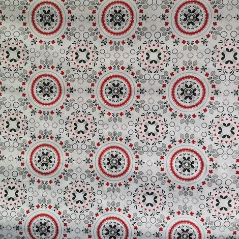 Nappe Toile cirée PVC sur Mesure, Tailles et Motifs au Choix, toile cirée pour Tables intérieures et extérieures - 140 x 080 cm - Mandela Rouge.