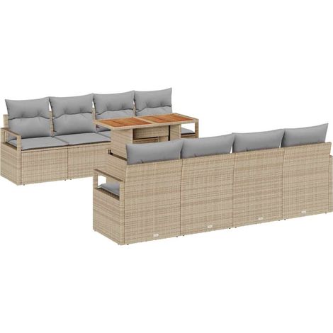 Maison Exclusive - Garten-Sofa-Set mit Kissen mit Kissen 9 pcs Be