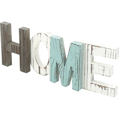 Lettre décorative rustique en bois multicolore HOME, découpée et sur pied, pour la décoration intérieure (1/5)