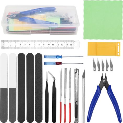 Kit d'outils pour modélisme, kit d'outils de loisirs créatifs, compatible avec les kits d'outils Gundam, kit d'outils pour le modélisme de chars, d'avions et de voitures, kit d'assemblage (24 pièces)