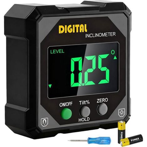 1 Rapporteur numérique, précision 0,05°, écran LCD, base magnétique, IP54, pour travail du bois et bricolage (1/4)
