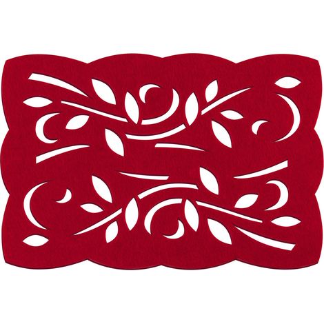 Premier Housewares Red Felt Leaf Design Placemats - Set of 2