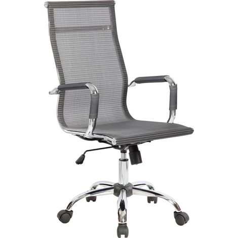 Dmora - Silla de oficina Dmannin, Sillón ejecutivo con reposabrazos, Silla de oficina ergonómica, Gris, 63x54h106/116 cm