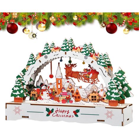 Kit de Maisons du Village de Noël DIY Décoration de Bureau Illuminée Village De Décoration Festive Pour Amateurs Bibliothèque Appui de Fenêtre Étagère Vitrine Table de Chevet Manteau Bureau (1/5)