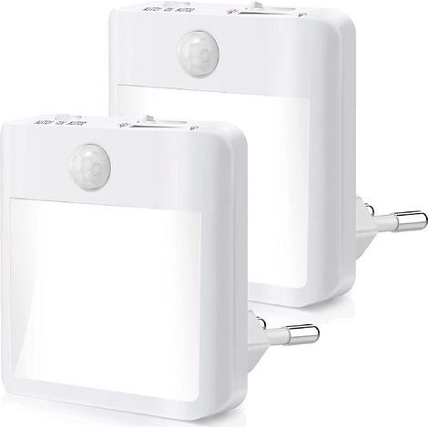 Veilleuse Enfant LED[Lot de 2], Veilleuse Prise Electrique Dimmable Plug & Play avec Détecteur de Mouvement et de Lumière, Lampe Nuit Blanc Chaud pour Chambre Enfant,Cuisine,Couloir,Escalier,Sal