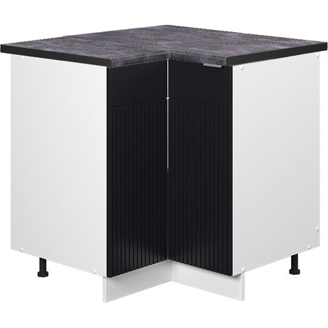 Eckschrank Fame-Line, Schwarz gestreift, 80.5 cm , AP Anthrazit, Vicco