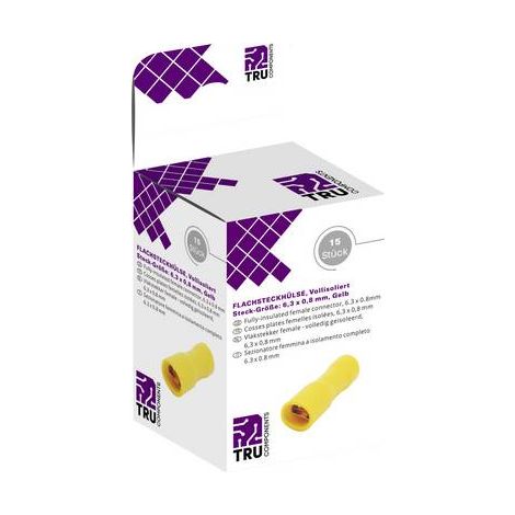 ASSORTIMENT DE COSSES À LANGUETTE FEMELLES 6.30 MM X 0.80 MM TRU COMPONENTS T1904C119 8436712 180 ° ENTIÈREMENT ISOLÉ JAUNE 15 P (1/3)