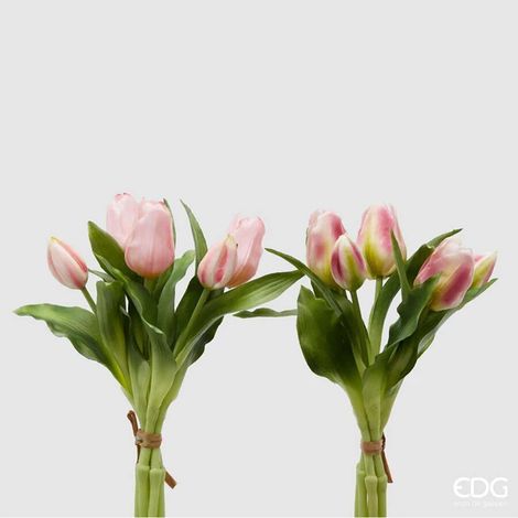 EDG BOUQUET TULIPANI OLIS ARTIFICIALE H28CM ANTIQUE PINK ROSA ASSORTITO, CASA, ACCESSORI DECORATIVI, FIORI ARTIFICIALI (1/5)