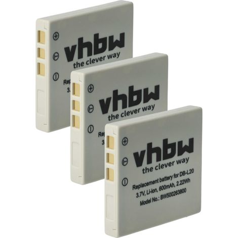 vhbw 3x Akku kompatibel mit Sanyo Xacti VPC-C6, VPC-CG65, VPC-C5, VPC-CA9, VPC-CA8, VPC-CG6, VPC-CG9, VPC-CA6 ACTIVE Kamera (600 mAh, 3,7 V, Li-Ion) (1/5)