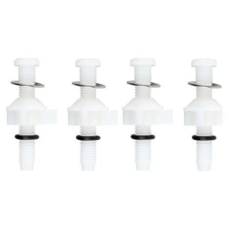 Lot de 4 vis de fixation pour abattant de WC en plastique et acier inoxydable pour salle de bain avec accessoires complets blanc (1/4)