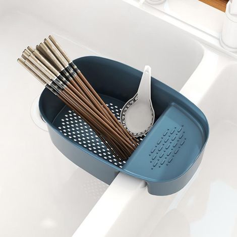 Égouttoir de cuisine suspendu avec trous de drainage, panier de cuisine, séparateur d'eau et de matières sèches. (1/5)