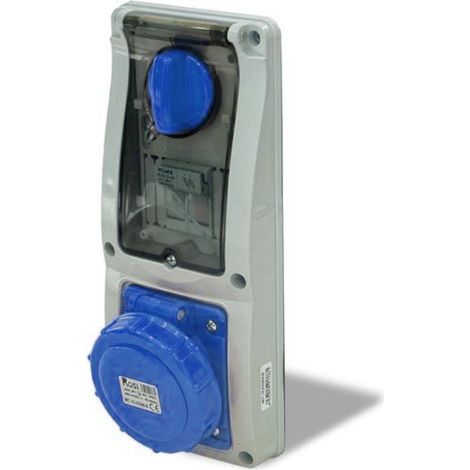 Presa interbloccata verticale con sezionatore, ad incasso, con portafusibile, 230V, 3 poli, 32A, IP67 - Rosi 16.3232B6-I (1/2)
