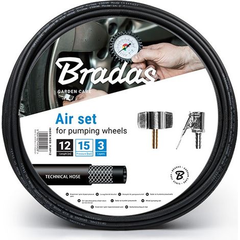 Kit de gonflage pneus avec tuyau 12 m 15 bar Bradas P/KP12