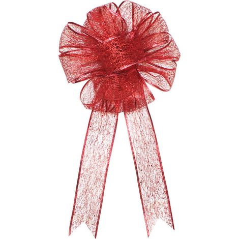 Ribbon Bow - Red Glitter Christmas Bow Bouquet - Handmade Decoration For Tree Door Wall - 1 Unit (1/5)
