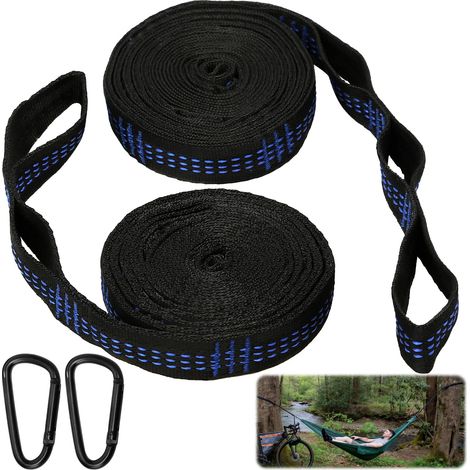 Lot de 2 sangles pour hamac, sangles réglables pour arbres, sangles pour balançoire avec mousquetons ultra-résistants pour le camping et les activités de plein air. (1/5)