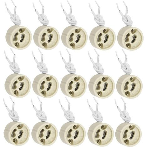 Lot de 20 douilles GU10 à culot céramique GU10, 2 A, 250 V, avec câble en silicone de 9 cm et adaptateur pour ampoules LED et halogènes. (1/5)