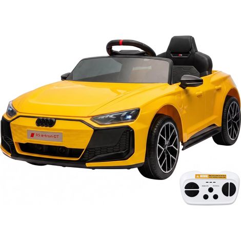 12V Audi RS E-Tron GT Elektro-Kinderauto mit 2,4-GHz-Fernbedienung, Sanftanlauf, Federung, LED-Beleuchtung, MP3-Musik, 3–5 km/h, ab 3 Jahren(Gelb) (1/5)