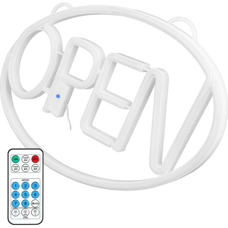 Enseigne lumineuse LED néon « Ouvert » avec télécommande, idéale pour décorer une vitrine ou une fenêtre pendante pour Noël. (1/5)