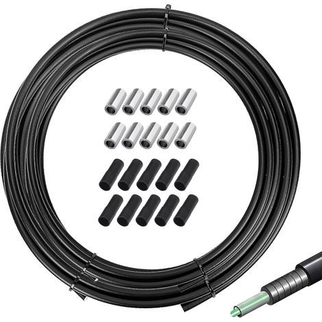 Cavo freno per bicicletta PORFOYO - 10 m - Diametro: 5 mm - Cavo Bowden - Cavo freno - Kit cavo freno per mountain bike e bici da strada - Cavo di ricambio - Guaina esterna con tappi terminali (1/5)